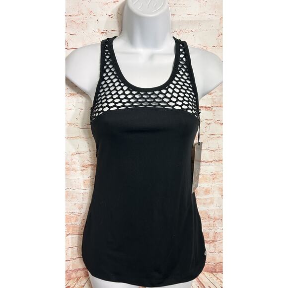 90 Degree By Reflex Black Mesh Tank Top Sz XS Racer-Back Moisture Wick Athletic - Picture 1 of 5